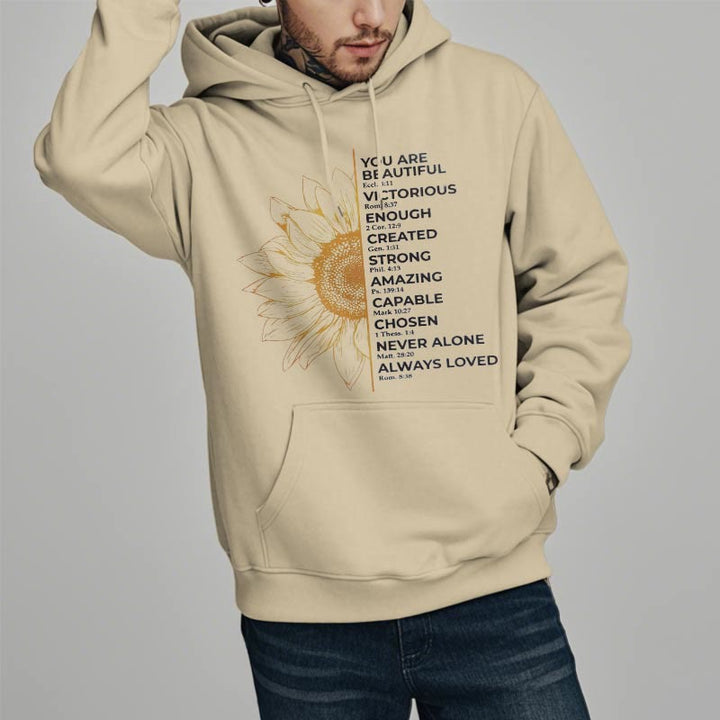 Sweat à capuche en polyester doublé polaire Christianartworkshop avec citation style tournesol force positivité - image 8