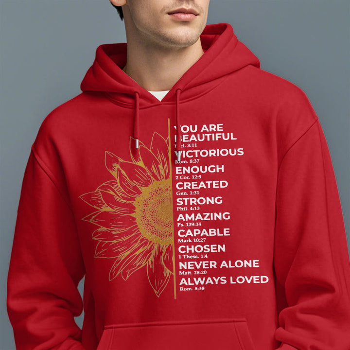 Sweat à capuche en polyester doublé polaire Christianartworkshop avec citation style tournesol force positivité - image 18