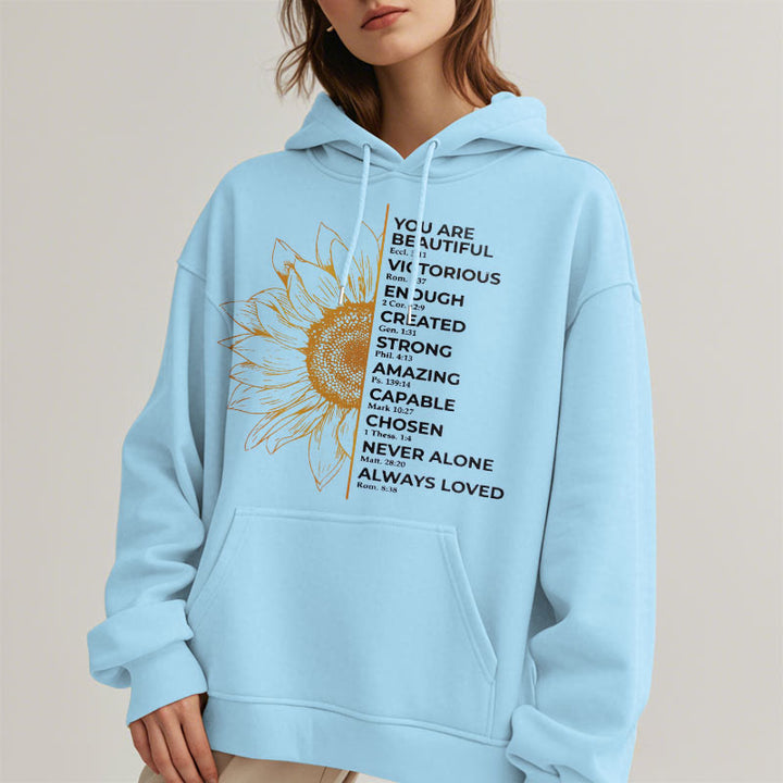 Sweat à capuche en polyester doublé polaire Christianartworkshop avec citation style tournesol force positivité - image 14
