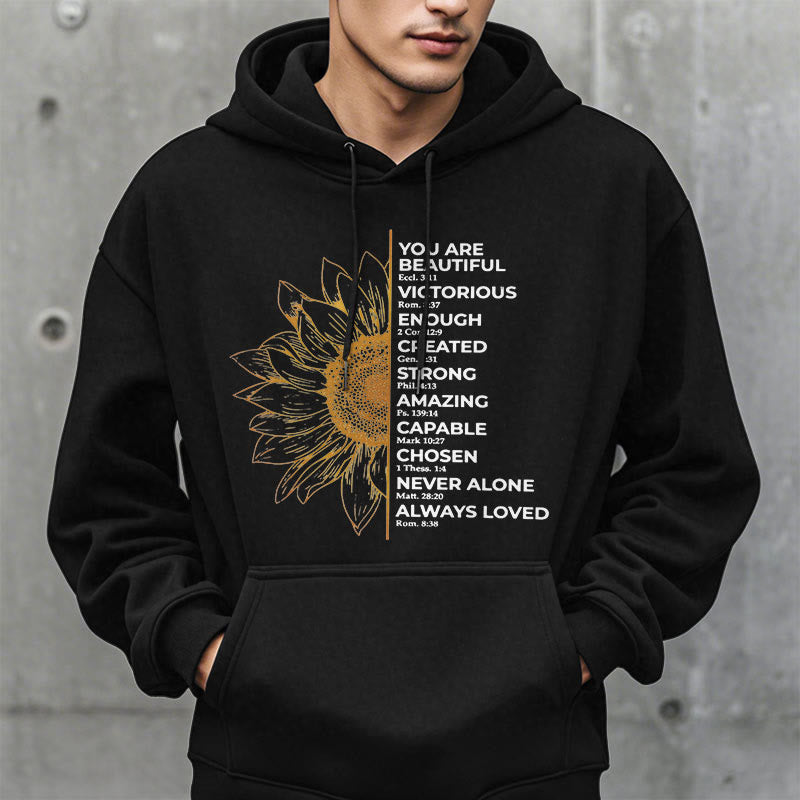 Sweat à capuche en polyester doublé polaire Christianartworkshop avec citation style tournesol force positivité - image 6