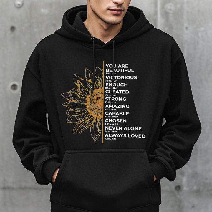 Sweat à capuche en polyester doublé polaire Christianartworkshop avec citation style tournesol force positivité - image 6