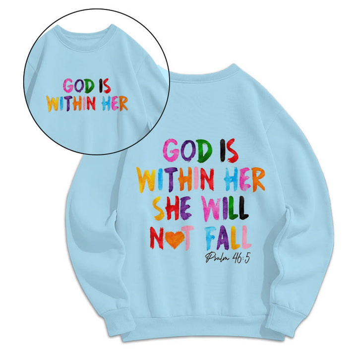 Sweat-shirt en polyester doublé polaire avec citation « Dieu est en elle », style Christianartworkshop - Bleu - 2XL - image 10