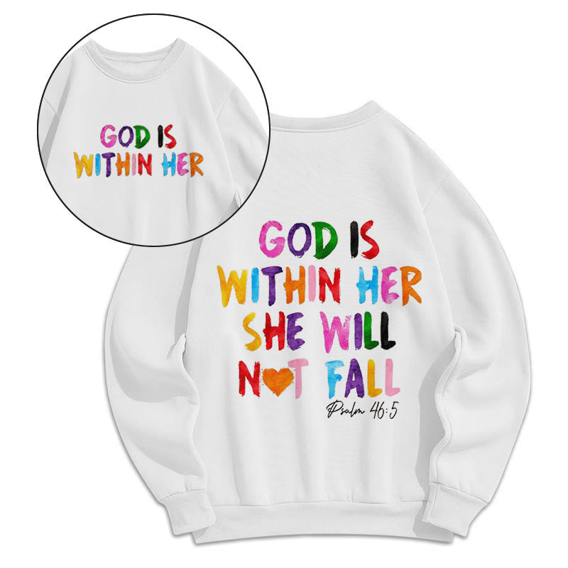 Sweat-shirt en polyester doublé polaire avec citation « Dieu est en elle », style Christianartworkshop - Blanc - 2XL - image 0