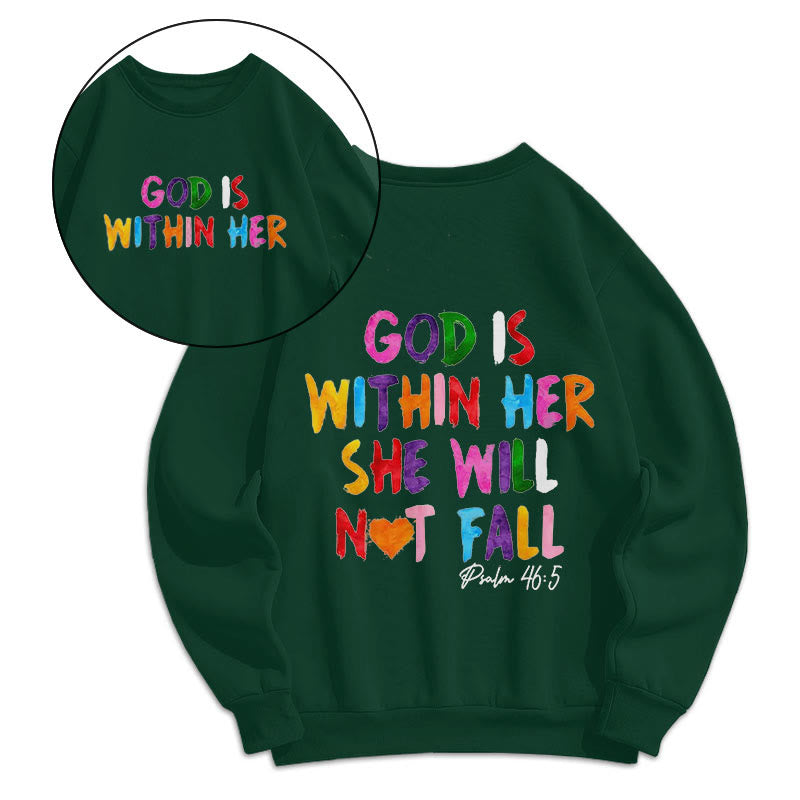 Sweat-shirt en polyester doublé polaire avec citation « Dieu est en elle », style Christianartworkshop - Vert - 2XL - image 9