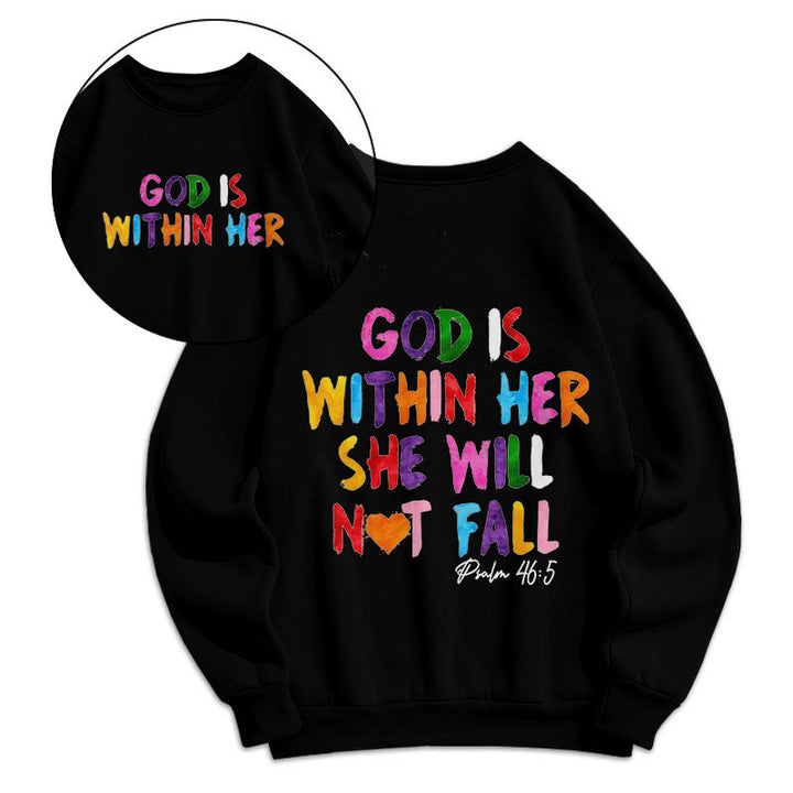 Sweat-shirt en polyester doublé polaire avec citation « Dieu est en elle », style Christianartworkshop - Noir - 2XL - image 6