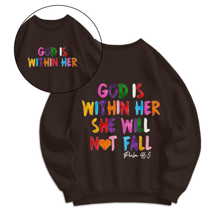 Sweat-shirt en polyester doublé polaire avec citation « Dieu est en elle », style Christianartworkshop - Brun - 2XL - image 8