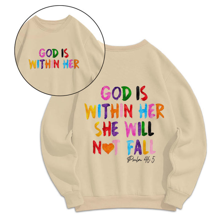 Sweat-shirt en polyester doublé polaire avec citation « Dieu est en elle », style Christianartworkshop - Beige - 2XL - image 7