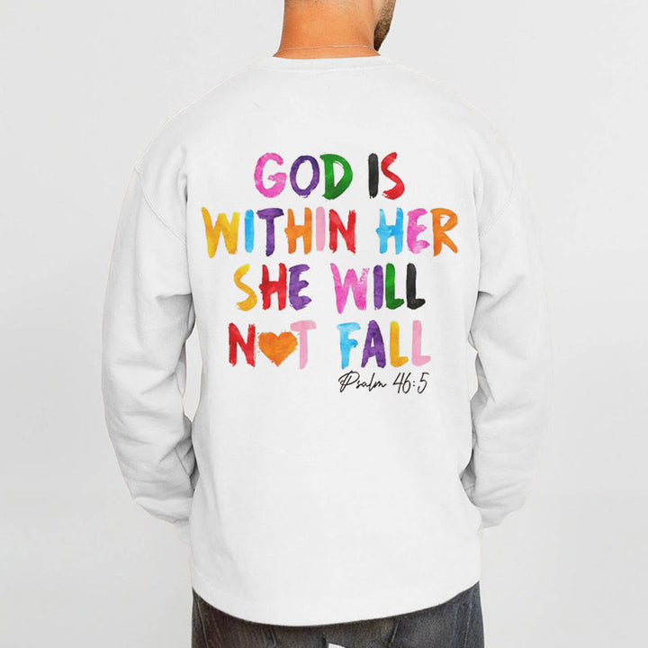 Sweat-shirt en polyester doublé polaire avec citation « Dieu est en elle », style Christianartworkshop - image 3