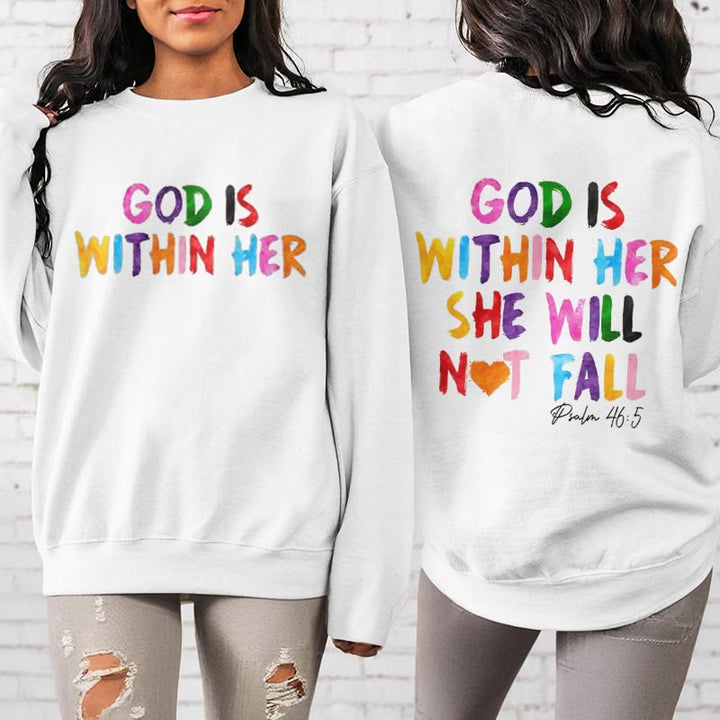 Sweat-shirt en polyester doublé polaire avec citation « Dieu est en elle », style Christianartworkshop - image 5