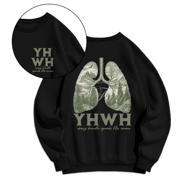 Sweat-shirt en polyester doublé polaire « Chaque souffle prononce son nom » de Christianartworkshop, style citation - image 5