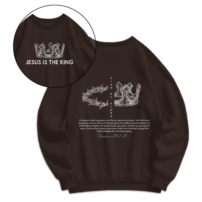 Sweat-shirt en polyester doublé polaire avec citation « Jésus est le roi » de Christianartworkshop - Brun - 2XL - image 9