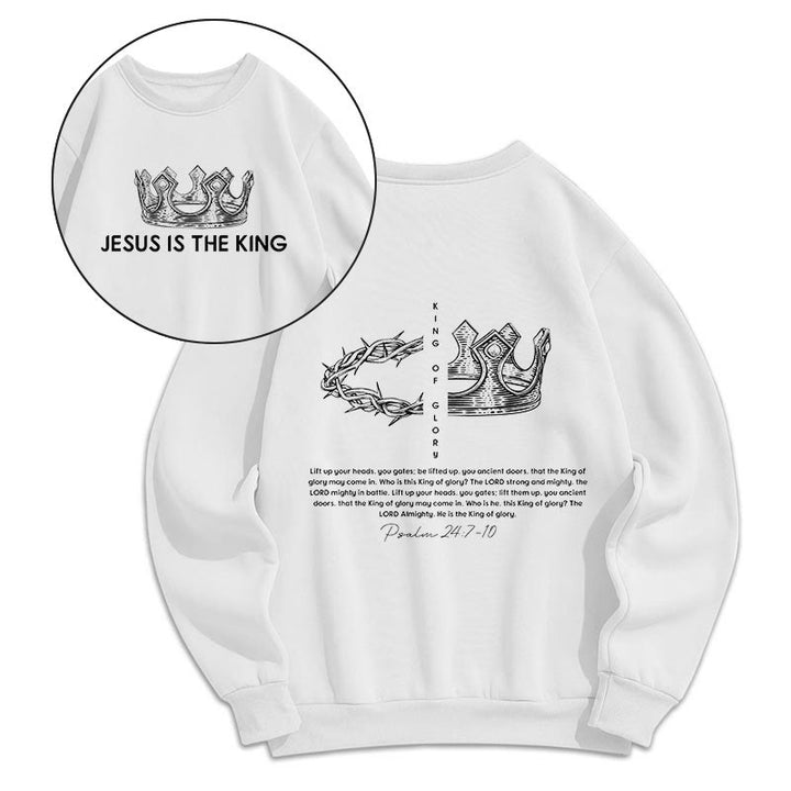 Sweat-shirt en polyester doublé polaire avec citation « Jésus est le roi » de Christianartworkshop - Blanc - 2XL - image 6