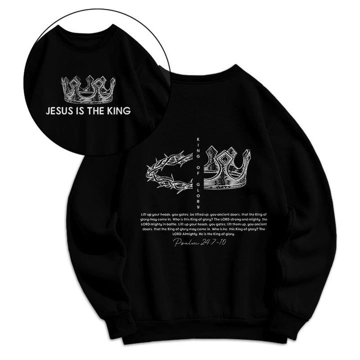 Sweat-shirt en polyester doublé polaire avec citation « Jésus est le roi » de Christianartworkshop - Noir - 2XL - image 0