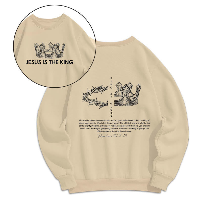 Sweat-shirt en polyester doublé polaire avec citation « Jésus est le roi » de Christianartworkshop - Beige - 2XL - image 8
