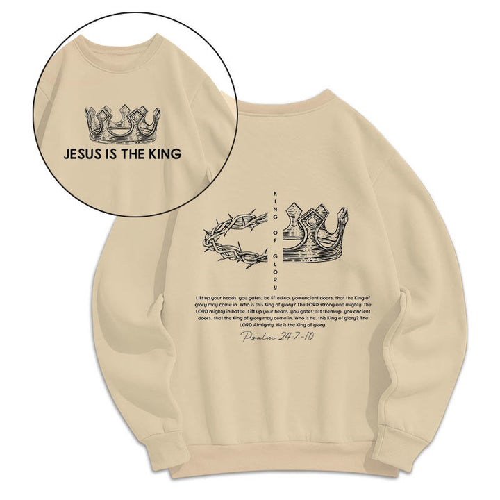 Sweat-shirt en polyester doublé polaire avec citation « Jésus est le roi » de Christianartworkshop - Beige - 2XL - image 8
