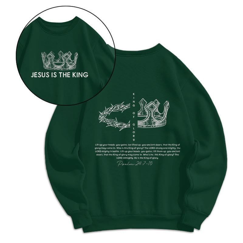 Sweat-shirt en polyester doublé polaire avec citation « Jésus est le roi » de Christianartworkshop - Vert - 2XL - image 10