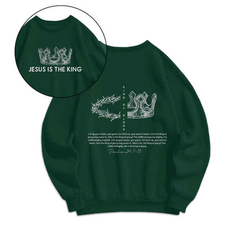 Sweat-shirt en polyester doublé polaire avec citation « Jésus est le roi » de Christianartworkshop - Vert - 2XL - image 10