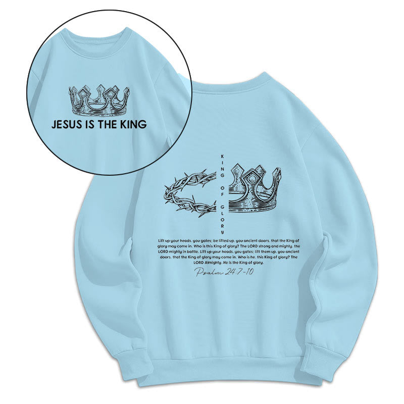 Sweat-shirt en polyester doublé polaire avec citation « Jésus est le roi » de Christianartworkshop - Bleu - 2XL - image 11