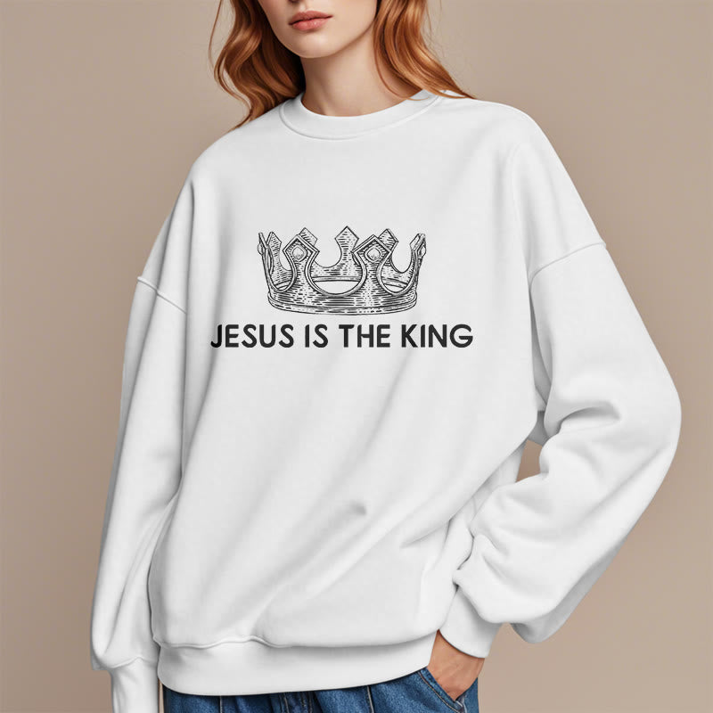 Sweat-shirt en polyester doublé polaire avec citation « Jésus est le roi » de Christianartworkshop - image 7