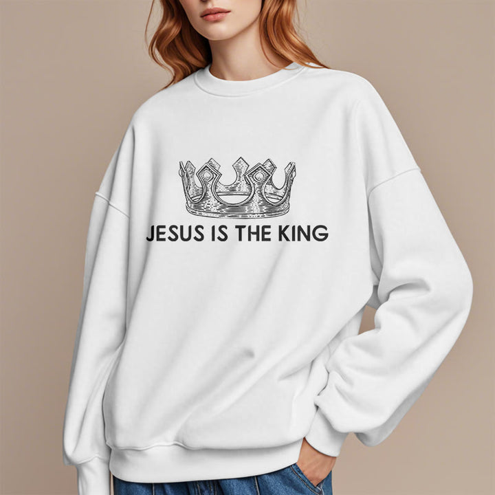Sweat-shirt en polyester doublé polaire avec citation « Jésus est le roi » de Christianartworkshop - image 7