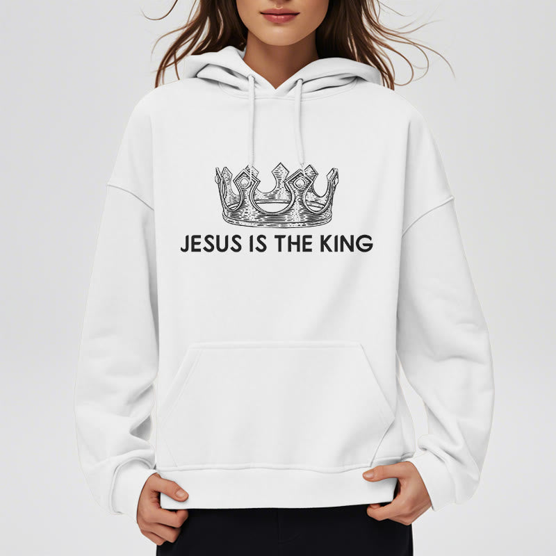 Sweat à capuche en polyester doublé polaire « Jésus est le roi » avec citation de Christianartworkshop - image 10