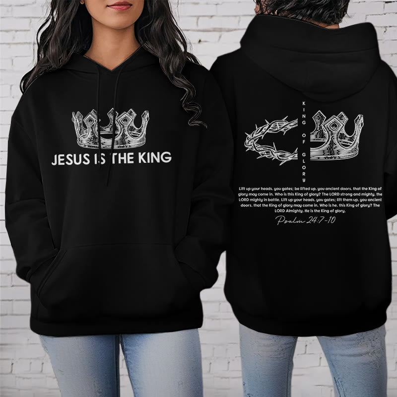 Sweat à capuche en polyester doublé polaire « Jésus est le roi » avec citation de Christianartworkshop - image 3