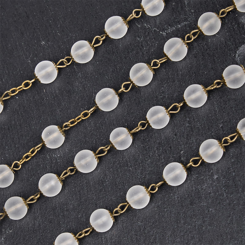 Christianartworkshop Chapelet en alliage de verre transparent rond de 8 mm avec rose et crucifix - image 4