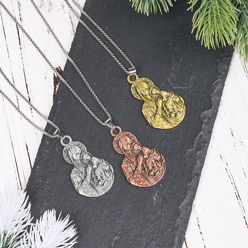 Christianartworkshop Collier pendentif style classique représentant la Vierge à l'Enfant, symbole de la foi - image 7