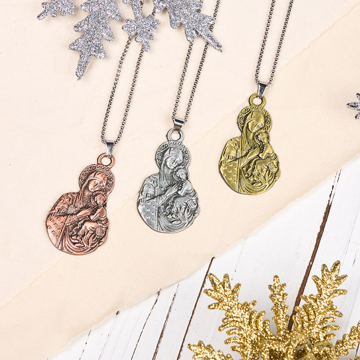 Christianartworkshop Collier pendentif style classique représentant la Vierge à l'Enfant, symbole de la foi - image 0