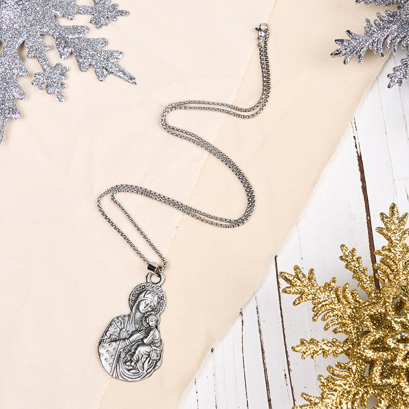 Christianartworkshop Collier pendentif style classique représentant la Vierge à l'Enfant, symbole de la foi - Argent rétro - image 5