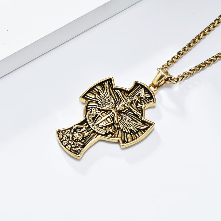 Christianartworkshop Collier pendentif Saint Michel Archange Gardien de la Foi, style classique - Or - image 4