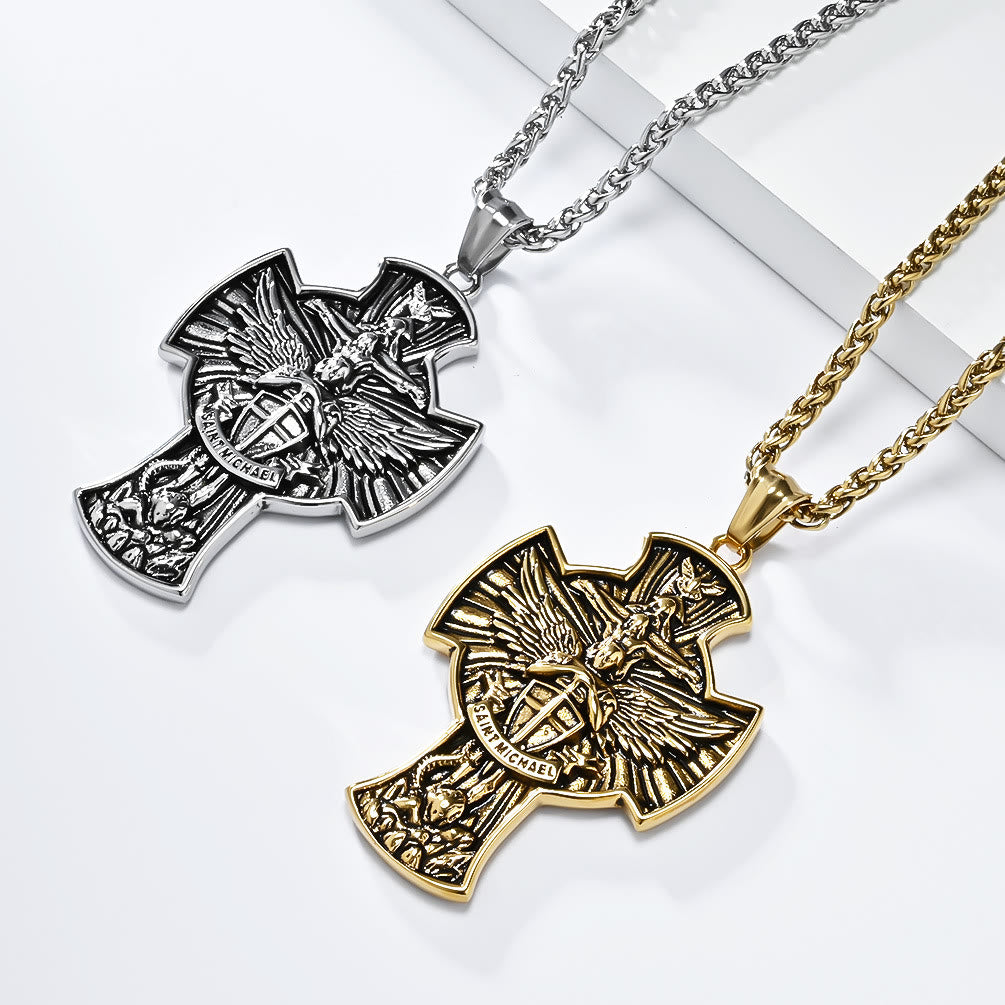 Christianartworkshop Collier pendentif Saint Michel Archange Gardien de la Foi, style classique - image 0