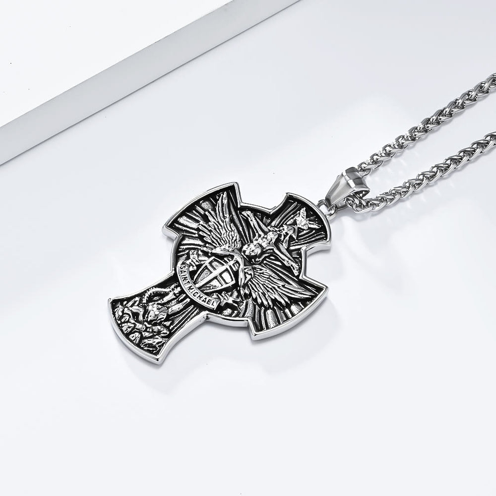 Christianartworkshop Collier pendentif Saint Michel Archange Gardien de la Foi, style classique - Argent - image 1