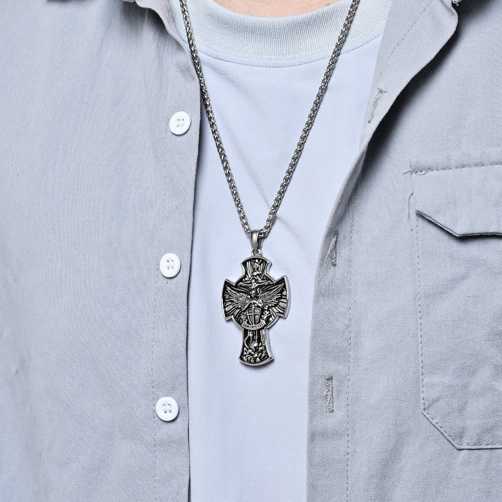 Christianartworkshop Collier pendentif Saint Michel Archange Gardien de la Foi, style classique - image 3