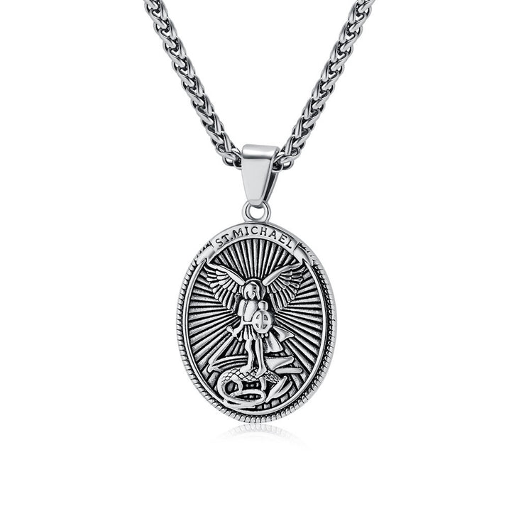 Christianartworkshop Collier pendentif style classique représentant l'archange Saint Michel (Éphésiens 6:10) - Argent - image 4