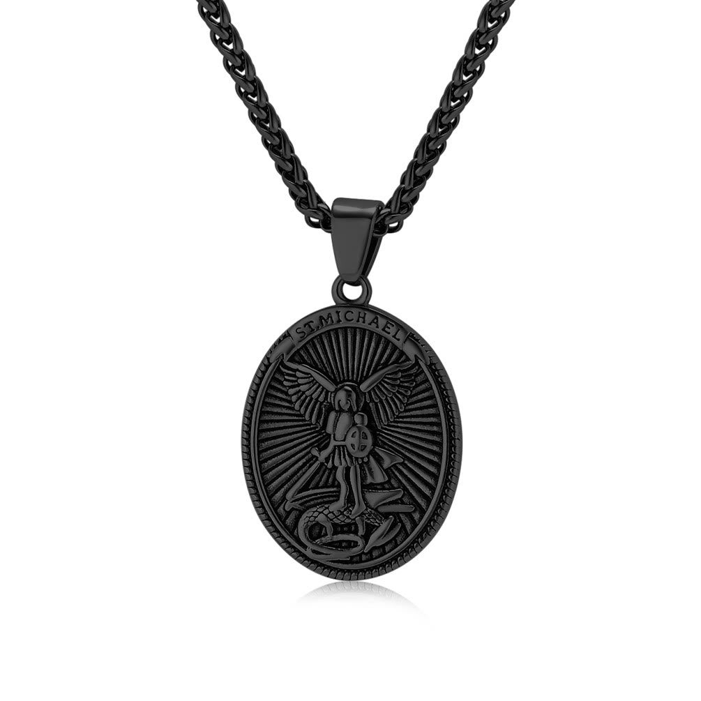 Christianartworkshop Collier pendentif style classique représentant l'archange Saint Michel (Éphésiens 6:10) - Noir - image 8