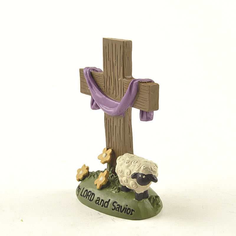 Christianartworkshop Figurine décorative de bureau représentant un mouton et une croix, de style classique, représentant mon Seigneur et Sauveur - image 1