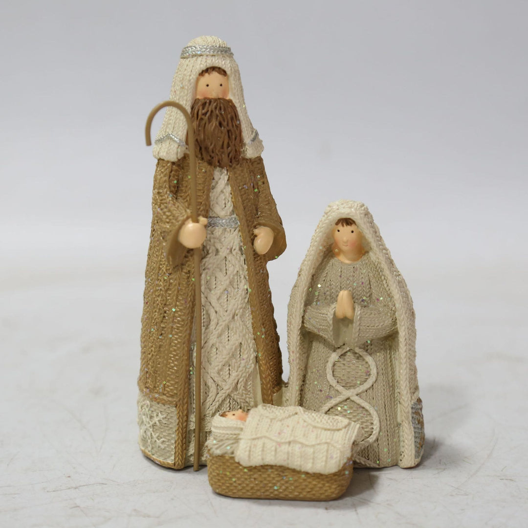 Christianartworkshop Figurine de la Sainte Famille en résine effet tricot, style classique, pour décoration de bureau. - image 3