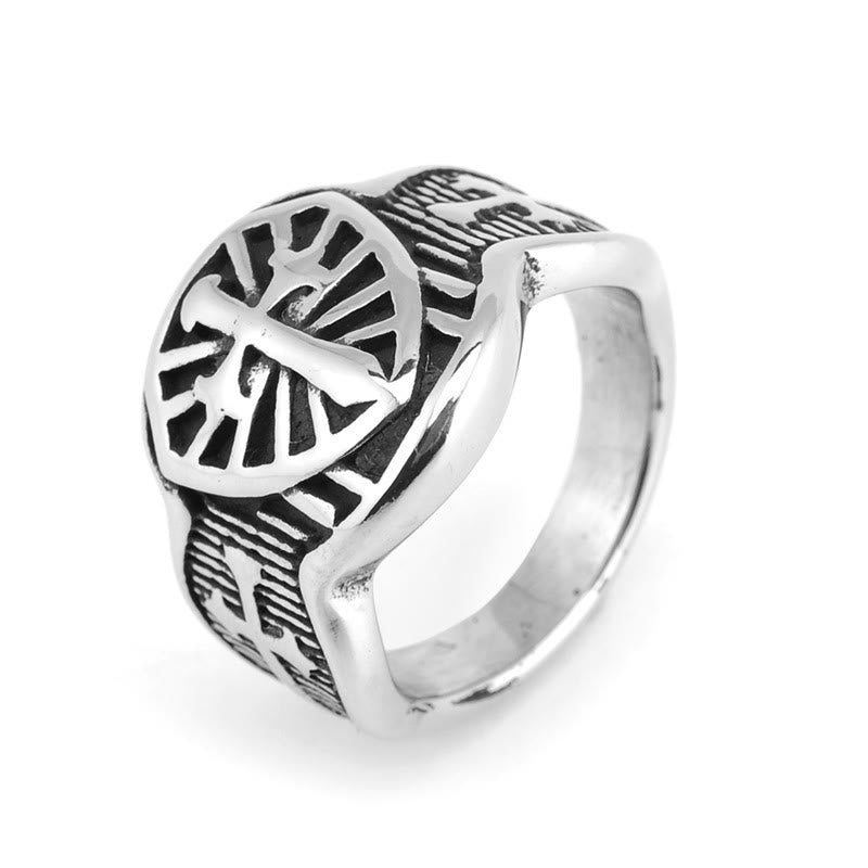 Christianartworkshop Bague croix bouclier de style moderne et de protection divine - Argent - US 13 - image 1