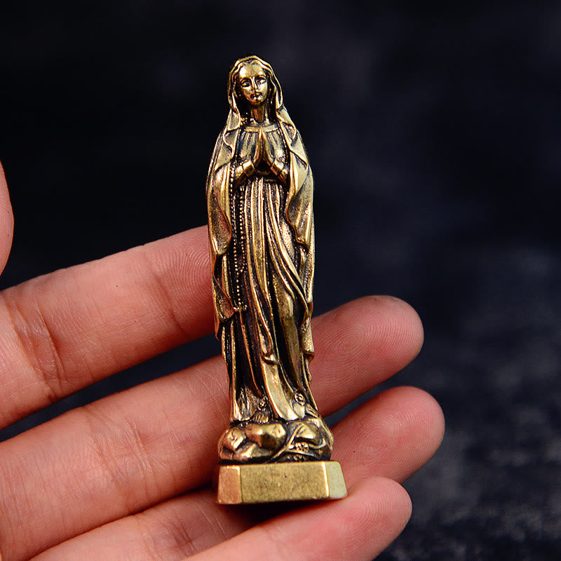 Christianartworkshop Statue de la Vierge Marie en laiton, style classique et raffiné. Ornement exquis. - image 5