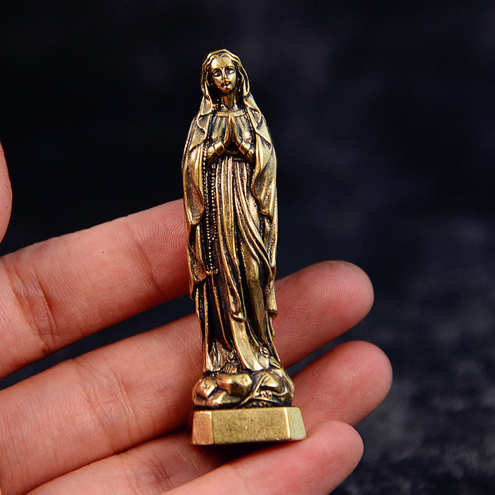 Christianartworkshop Statue de la Vierge Marie en laiton, style classique et raffiné. Ornement exquis. - image 5