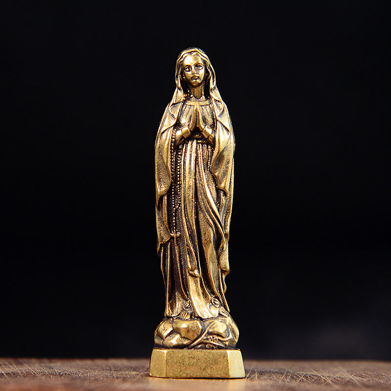 Christianartworkshop Statue de la Vierge Marie en laiton, style classique et raffiné. Ornement exquis. - Notre-Dame, priez pour nous - image 0
