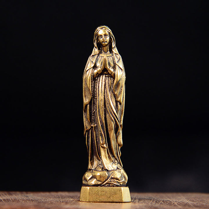Christianartworkshop Statue de la Vierge Marie en laiton, style classique et raffiné. Ornement exquis. - Notre-Dame, priez pour nous - image 0