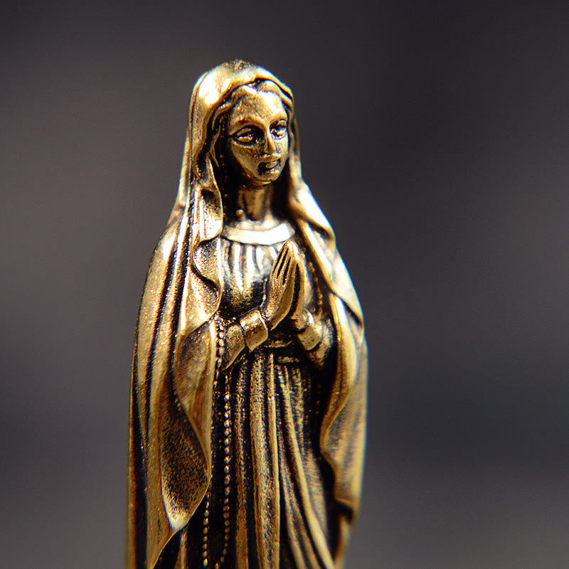Christianartworkshop Statue de la Vierge Marie en laiton, style classique et raffiné. Ornement exquis. - image 4