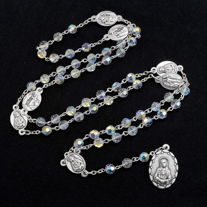 Christianartworkshop Chapelet en alliage de cristal transparent avec polyèdre de 6 mm représentant la Vierge Marie - Clair - image 0