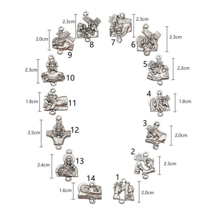 Christianartworkshop Chemin de Croix à 14 stations, chapelet ovale en nacre et alliage de bois d'olivier - image 4