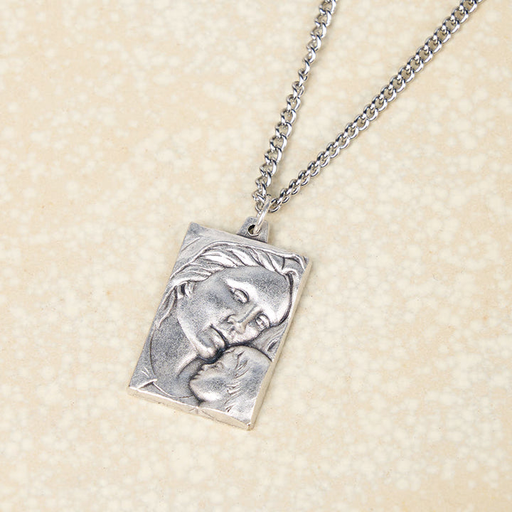 Christianartworkshop Collier pendentif amulette classique Vierge à l'Enfant en relief - Vierge à l'Enfant - image 0
