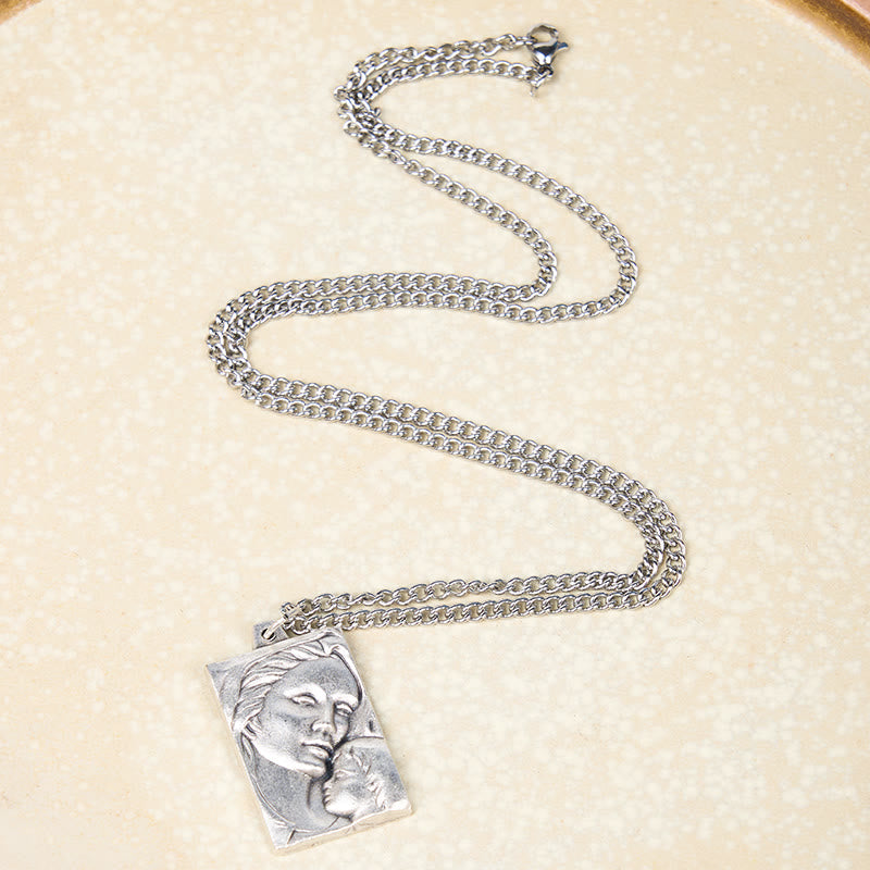 Christianartworkshop Collier pendentif amulette classique Vierge à l'Enfant en relief - image 2