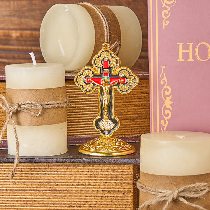 Christianartworkshop Support de crucifix orné et rayonnant de style rétro classique - image 16