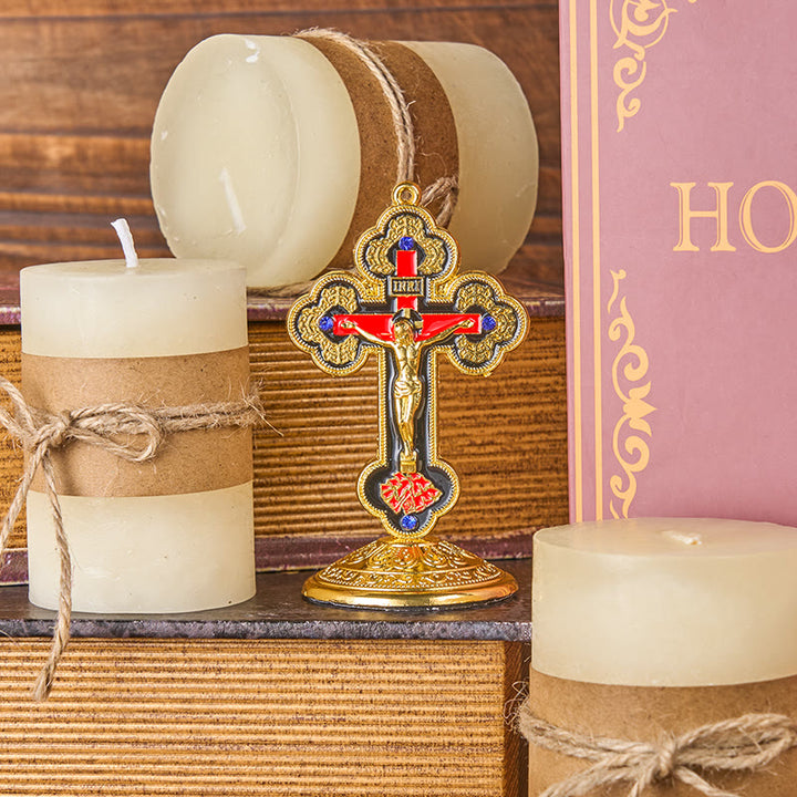 Christianartworkshop Support de crucifix orné et rayonnant de style rétro classique - image 14